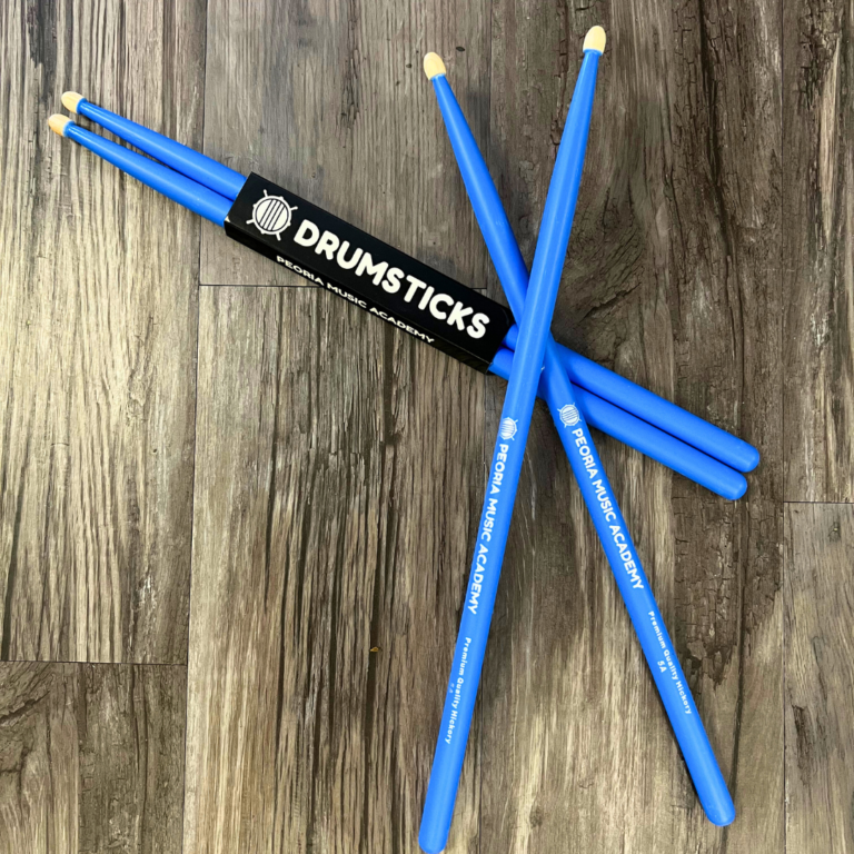 Blue PMA branded drumsticks